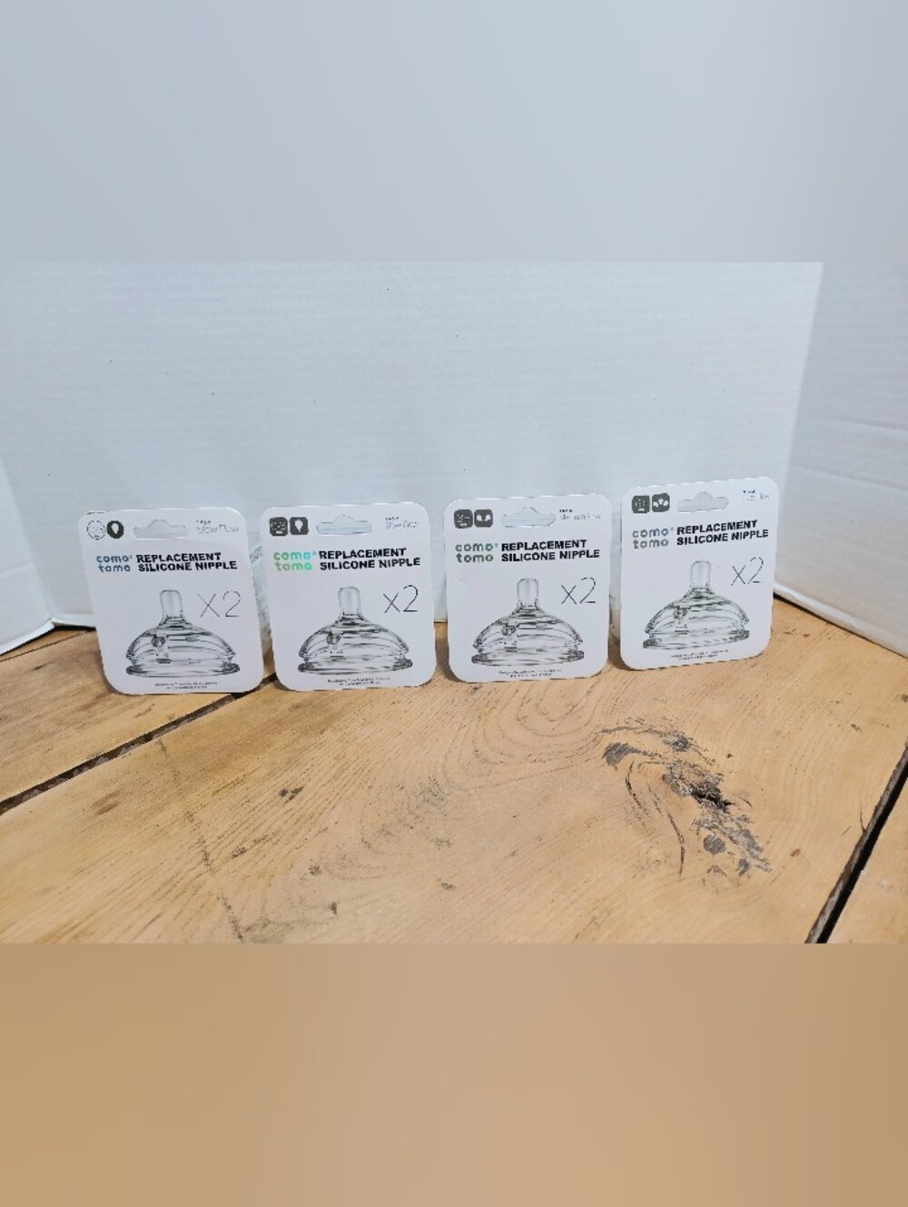 Comotomo Replacement Silicon Nipple 4 Packs of x2 Multiple Sizes 0-6+ Months